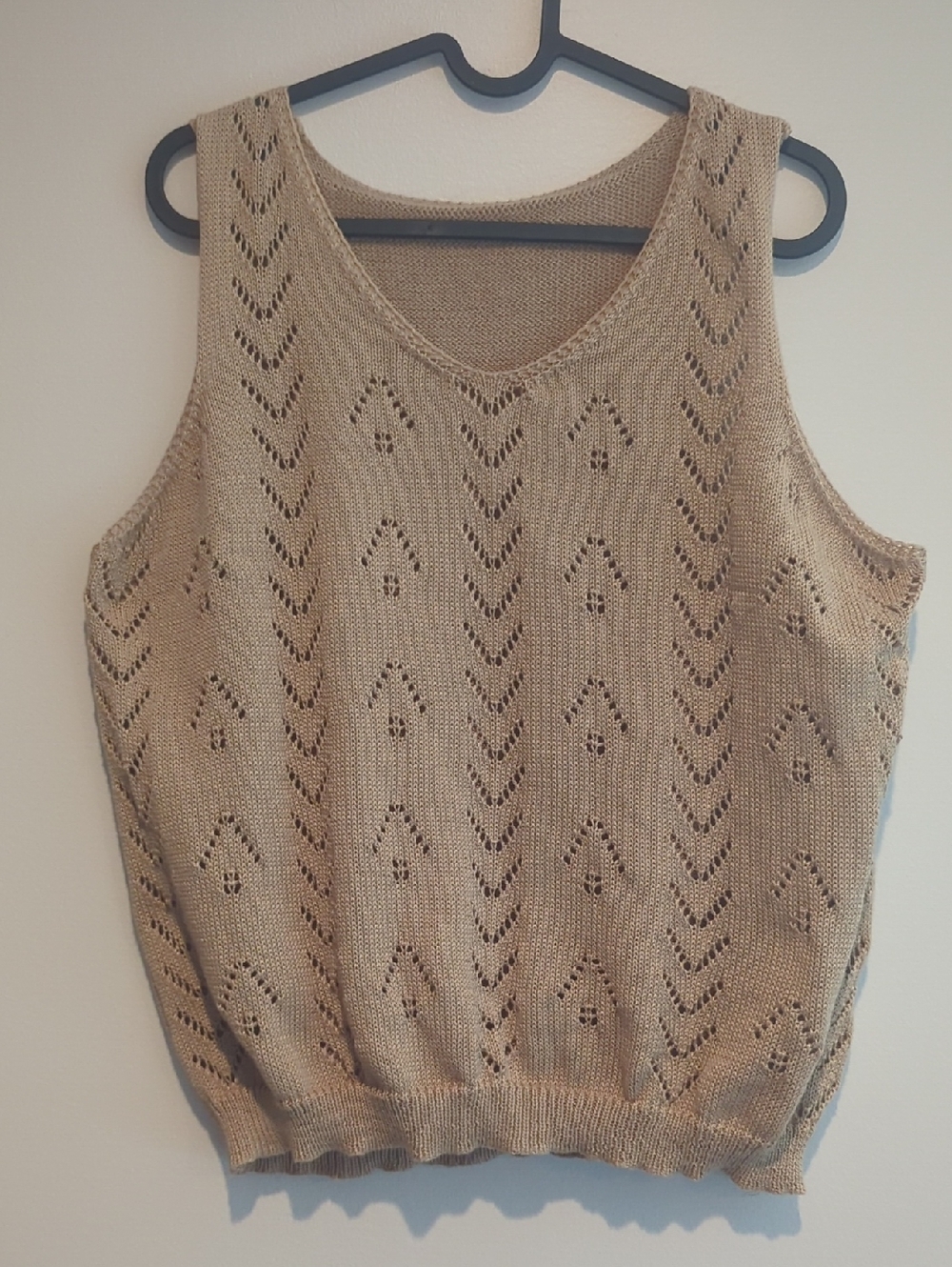 Beige Knit Sleeveless Tank Top
